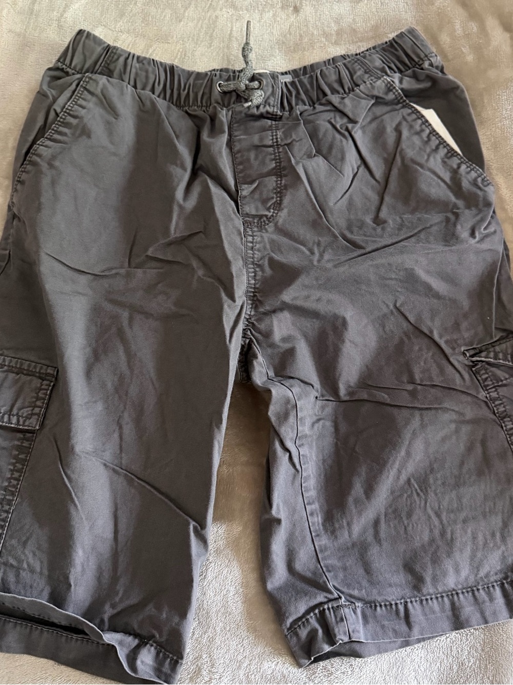 (B)Old Navy Gray Boys' Cargo Shorts with Elastic Waist and Drawstring